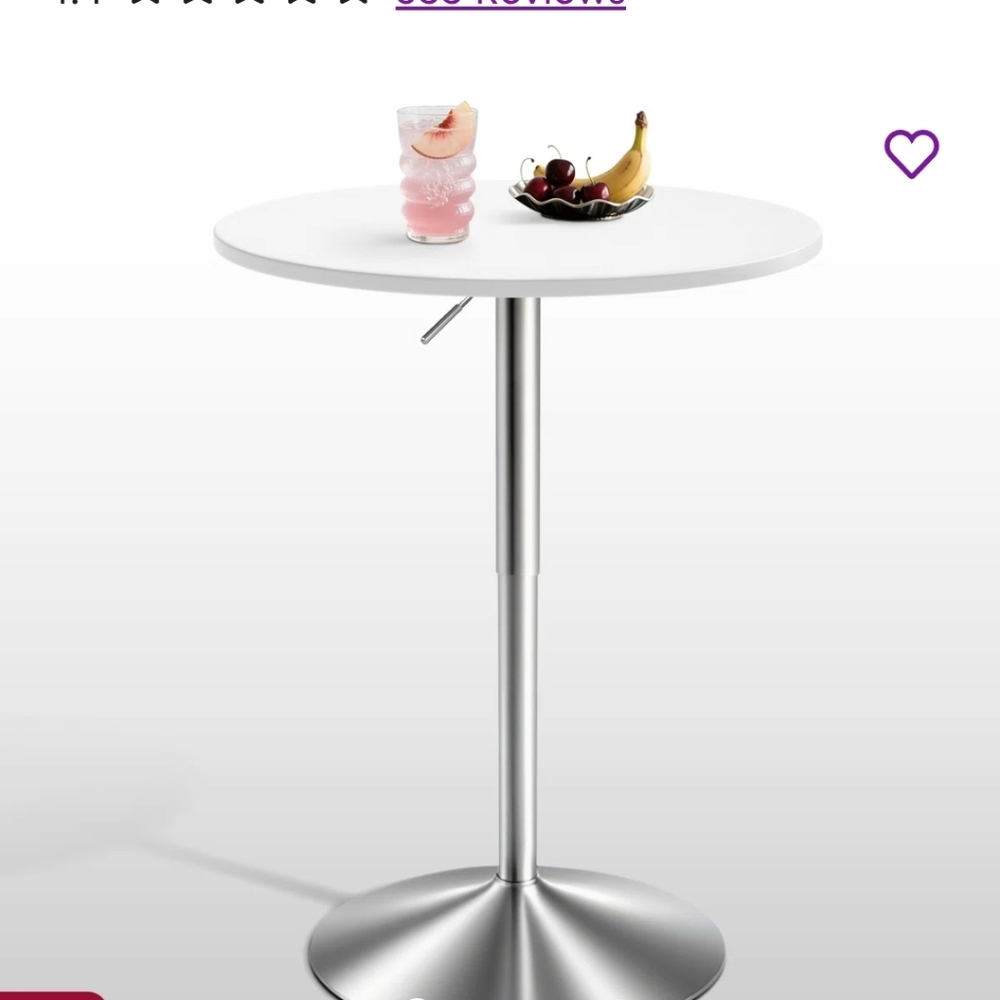 Wayfair Basics White Round Bar Table with Silver Base